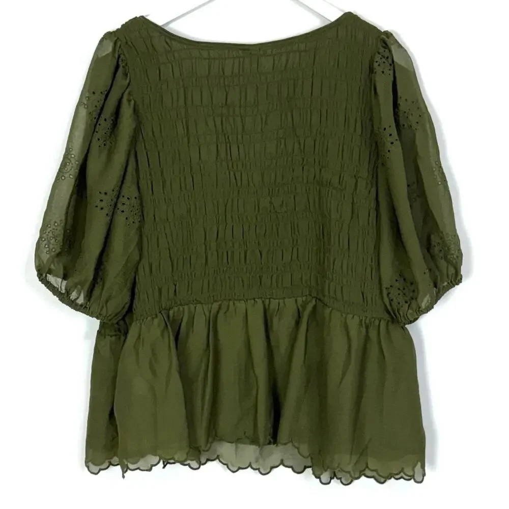Old Navy Puff Sleeve Smocked Chiffon Top
